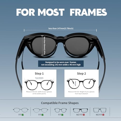 Polarized Sunglasses Fit Over Glasses for Men Women, Oversized Square Sun Glasses UV400 Protection Shades2
