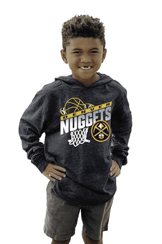 Denver Nuggets NBA Officially Licensed Youth Tri-Blend Hooded Long Sleeve T-Shirt Hoop Team Color, Medium