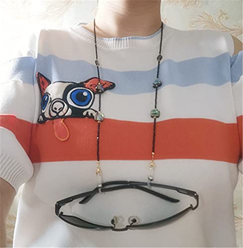 Qordelia Black Spinel With Natural Abalone Shell Glasses Chain Eyeglasses Chain, Eyeglasses Necklace For Men Women #TOP6