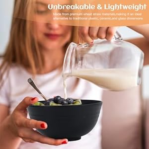 Homienly Wheat Straw Dinnerware Set40 Piece Dish Set for 8 Dinner Plates Dessert Plate Cereal Bowls Cups Appetizer PlatesReusable Dinner Plates Kids Plates and Bowls SetsBlack