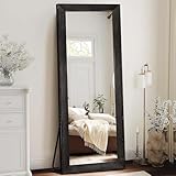 ABSWHLM Full Length Mirror 65'x24' - Beveled Edge Rustic Black Dressing Mirror, Solid Wood Frame,...