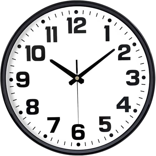Mabpedo Wall Clock, 8inch Modern Silent Non-Ticking Wall Clocks Battery Operated with Large Easy-to-Read Numbers Tempered Glass, Decorative Analog Clock for Bedroom Living Room Kitchen Gym,White Black