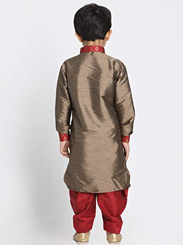 Image of VASTRAMAY Boy Silk Blend Solid JBN Creation Kurta and Dhoti Pant Set