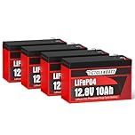 CYCLENBATT 4 Pack 12V 10Ah LiFePO4 Lithium Battery, 5000+ Deep Cycles & 10-Year Life, Lightweight Design with 10A BMS, IP67 Waterproof, Good for Fish Finder, Marine, Solar, Ride-on toy, UPS, HAM Radio