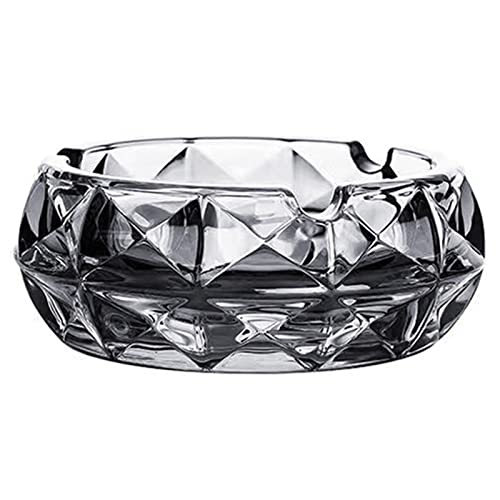 Altsuceser Posacenere in vetro, geometrico trasparente antivento posacenere per casa ufficio interno esterno patio uso grigio A