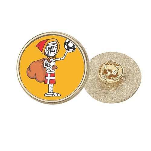 Broche Père Noël Football métal doré rond M pour personnaliser votre tenue de fête
