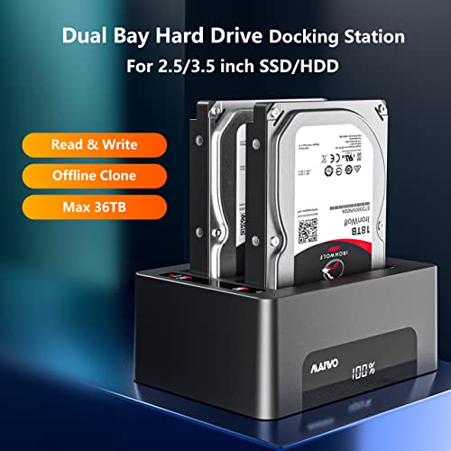 image for MAIWO Dual Bay Hard Drive Docking Station with Offline Clone for 2.5 3