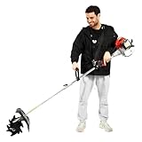 51.7CC 2-Stroke Mini Gas Powered Tiller Cultivator, 1.45KW Farm Plowing Machine, Garden Farm Tiller with 0.29 Gal Fuel Tank for Ploughing Furrowing Weeding