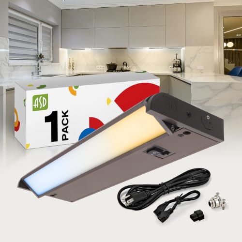 ASD Swivel LED Under Cabinet Lighting Plug in or Hardwired 12 Inch, Dimmable Under Cabinet Lights with High/Low/Off Switch, 3CCT 2700K-4000K, Linkable Under Counter Lights for Kitchen, Bronze, ETL