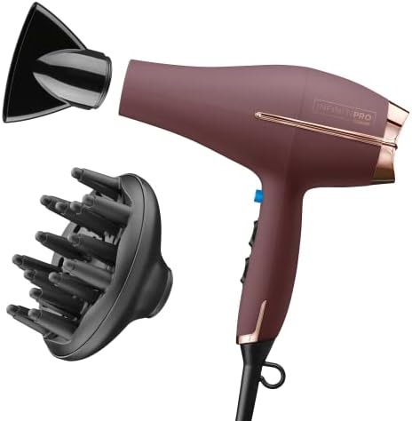 INFINITIPRO BY CONAIR Hair Dryer with Diffuser, 1875W AC Motor Pro Hair Dryer with Ceramic Technology, Includes Diffuser and Concentrator, Plum - Amazon Exclusive