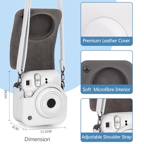 Funda para cámara Fujifilm Mini 12 de cuero PU blanco miniatura 2