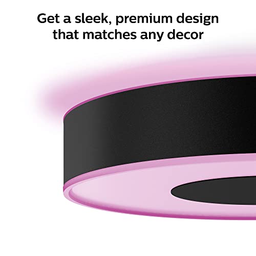 Image of Philips Hue Infuse Medium Ceiling Lamp, Black - White and Color Ambiance Color-Changing Smart LED Light - 1 Pack - Control with Hue App - Compatible with Alexa, Google Assistant, and Apple Homekit