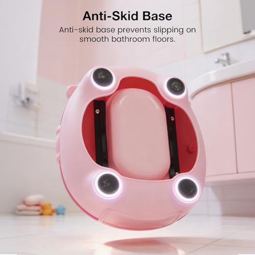 Image of Baybee Deer Baby Potty Seat for Kids 2 to 5 Years with Back Support | Foldable Toilet Seat with Removable Drawer & Cleaning Brush | Premium Potty Training seat | Kids Toilet Chair Boys Girls (Pink)