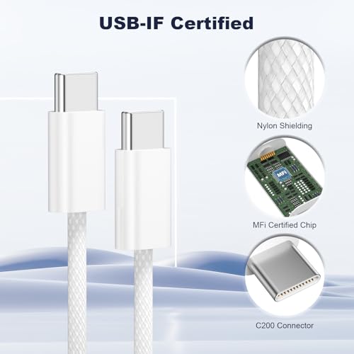 Quickeep USB C to USB C Cable 3FT 2 Pack, Nylon Braided 60W iPhone 17 16 15 Charger Cord, Type C Charger Fast Charging, USBC to USBC Cable for iPhone 17 16 15 Pro Plus Pro Max/iPad Pro/Air by Quickeep - Image 6