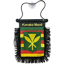 Hawaii Kanaka Maoli Flag for Your Rear View Mirror | Hanging Hawaiian Flag
