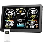 Estación meteorológica inalámbrica con sensor, ter...: 【Estaciones meteorológicas con pantalla ultra alta definición】: las estaciones meteorológicas inalámbricas para interior y exterior están asociadas con una pantalla ultra alta definición de 7,8", un ángulo de visión completo de 350°, adaptadas a toda...