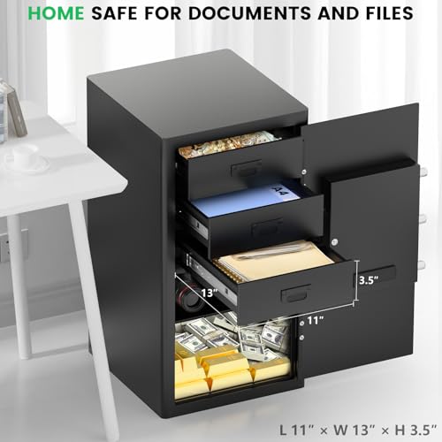 6.0 Cubic Large Home Safes Water and Fireproof, Anti-theft Document Safe Box with Removable Drawer & Shelf, Digital Fire Proof Safe for Home Money Jewelry Valuables - Thumbnail 7