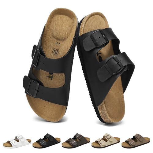 Wizshoe Sandalias Mules Hombre Zapatillas Planas Verano Zuecos Sandals de Corcho Zapatos Planos con Hebilla Ajustable Cómodos con Plantilla Ergonómica Transpirables Interior Exterior Negro 44 EU Wizshoe Sandalias Mules Hombre Zapatillas Planas Verano Zuecos Sandals de Corcho Zapatos Planos con Hebilla Ajustable Cómodos con Plantilla Ergonómica Transpirables Interior Exterior Negro 44 EU