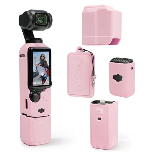 TYUANDOUER Protective Case for DJI Osmo Pocket 3 / Xtra Muse Camera Soft Silicone Grip Cover with Screen & Mic Protection Lightweight Anti-Scratch Slim Fit Skin Accessories for Pocket 3 (Pink)
