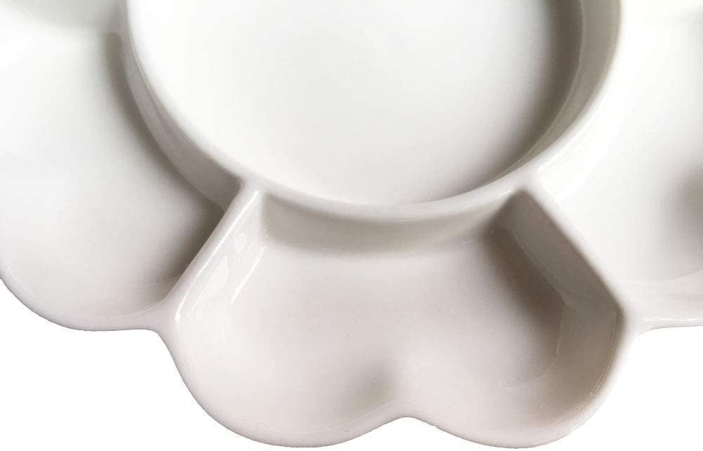 BATLAM Porzellan-Keramik-Palette, gemischtes Tablettbrett (Blumen-Mischpalette 5,6 Zoll / 14,5 cm) (Color : Flower Mixing Plate 7well 6.5") (Flower Mixing Plate 7well 6.5")