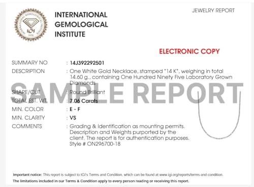 IGI Certified 5.00-10.00 Carat Lab Grown Diamond Tennis Necklace for Women 14k White Gold Prong Setting Gift Box Packaging (E-F Color, VS1-VS2 Clarity) (18 Inches)2