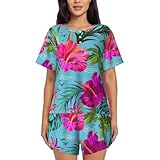 Design élégant : ce pyjama imprimé à manches courtes pour femme arbore un design élégant et chic, ce qui en fait un choix idéal pour les femmes élégantes qui apprécient le confort et la mode.