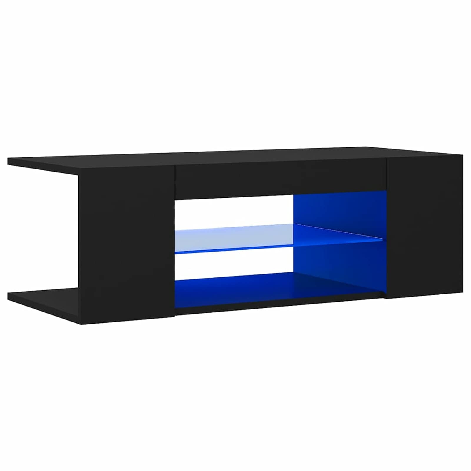 Chusui Stolik telewizyjny szafka pod telewizor kredens niska szafka centrum rozrywki meble do salonu dom wnętrze szafka pod telewizor z oświetleniem LED czarny 90x39x30 cm