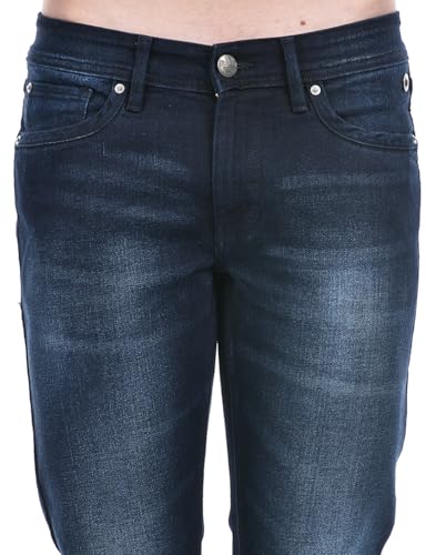 Image of Numero Uno Men's Deep Blue Skinny-Fit with Subtle Fading Sustainable Jeans