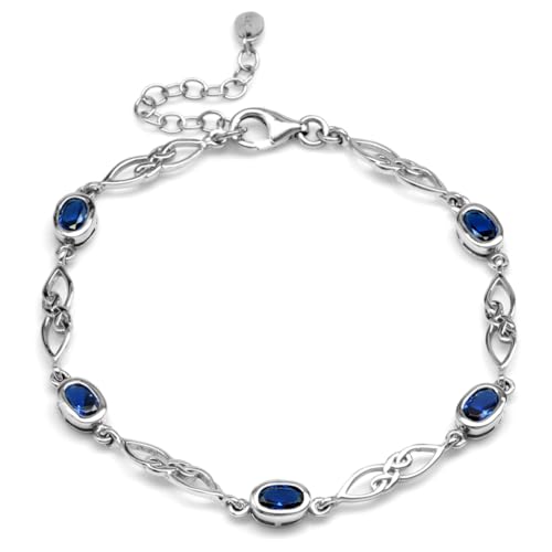 Image of Silvershake Birthstone Gemstones White Gold Plated or Yellow Gold Plated 925 Sterling Silver Scroll /Filigree Celtic Knot Weave 7.25 to 8.75 Inch with Adjustable Extension Bracelet Jewelry for Women