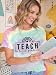 UYIQL First Grade Teacher Shirt for Women First Day of 1st Grade Shirt Back to School Outfits Ranibow Graphic Top Tie Dye M