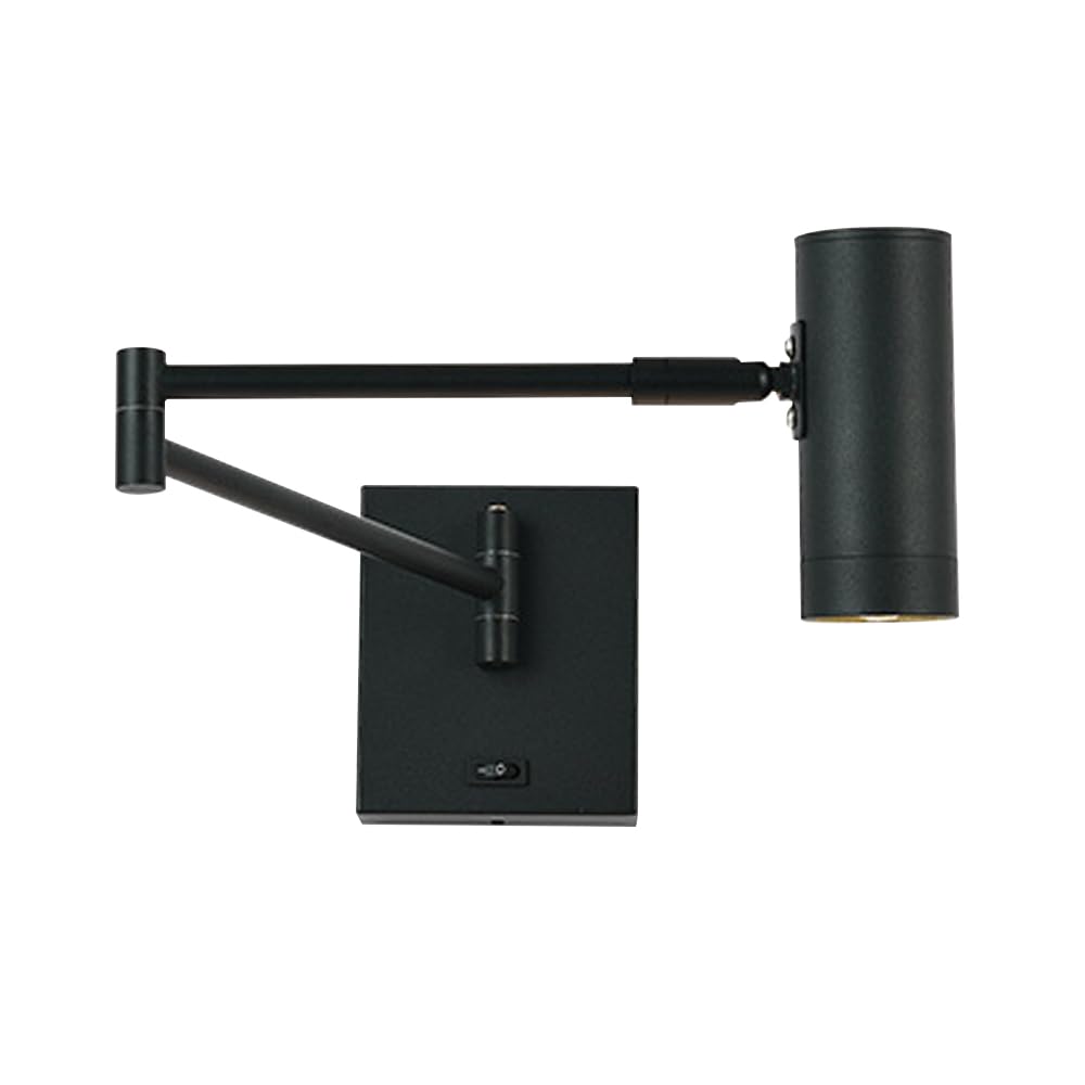 SEMANHUA Adjustable Telescopic Swing Arm Wall Sconce - LED Bedside Reading Lamp, 7W, 3000K, Industrial Style(Dark)