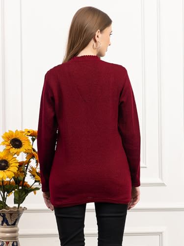 Image of Women's Winter Woolen Cardigan | Full Sleeve Textured Buttoned Sweater for Women | Soft Wool V-Neck Warm Knitted Outerwear for Office & Casual Wear
