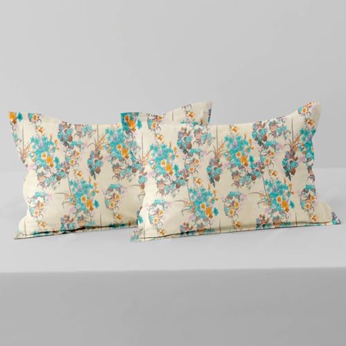 Image of Cloth Fusion Cotton Feel Pillow Covers Set of 2 with Envelope Closure (17X27 Inches, Spring Bloom)