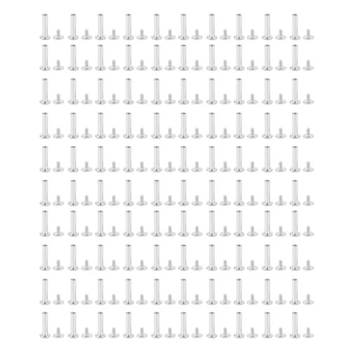 100 Sets Chicago Screw Leather Rivets, Stainless Steel M2 Rivet Set Flat Round Hex Socket Head Stud Set for Construction Woodworking, Metal Binding Screws Post Nail Rivet Button