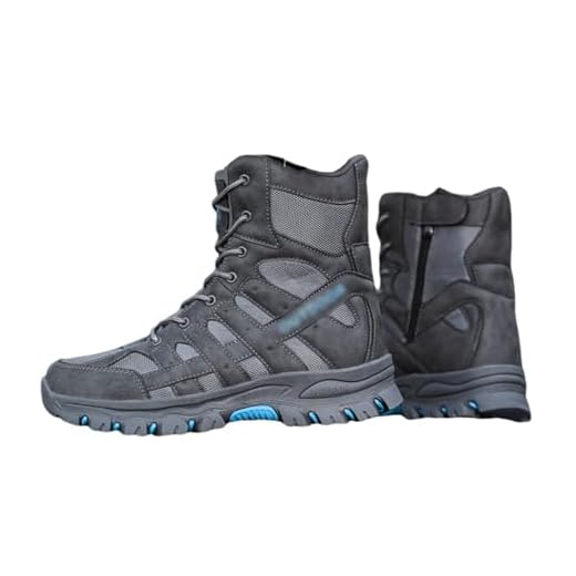 Botas Militares Do Trabalho Dos Homens, Botas Táticas Masculinas Plus Size Com Cadarço Militar E Zíper Lateral Alto, Botas De Deserto Leves E Casuais Respiráveis (Color : Gray, Size : 47 EU)