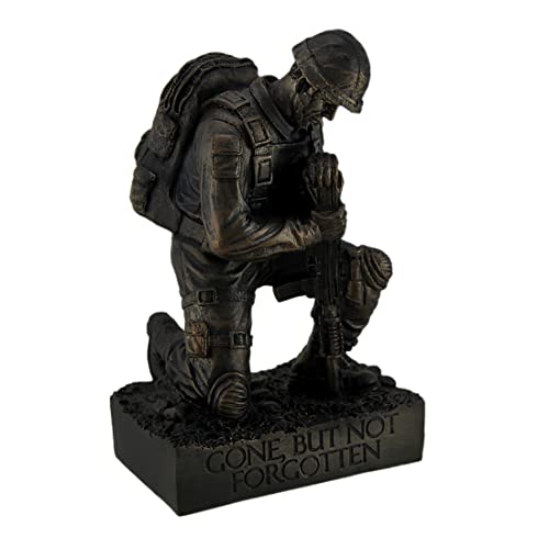 Estatua militar de resina con acabado bronce antiguo 8.5 pulg