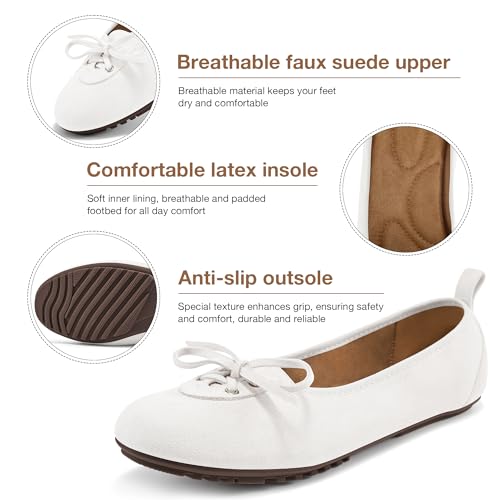 Image of Ecetana Flats for Women Dressy Shoes Round Toe Comfortable Faux Suede Slip On Foldable Ballet Flats for Casual Work
