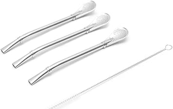BALIBETOV [New] Yerba Mate Stainless Steel Straw - Set of Bombillas for Mate Gourd Drinking - 6 long 16 cm Set of 3