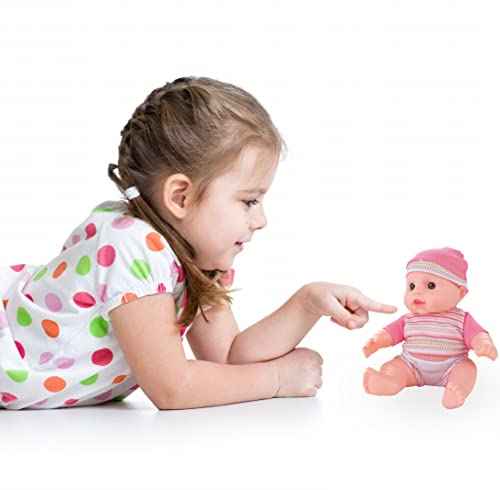 Liberty Imports 8" Baby Dolls Set Of 6 Cute Little Vinyl Infant Dolls, Mini Nursery Toys For Girls, Kids Toddlers - Bulk Gift Bundle Party Favors Supplies #TOP6