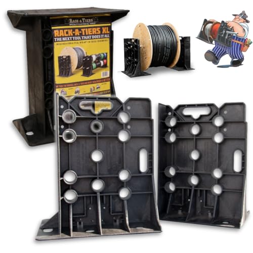 Rack-A-Tiers XL Multi-Purpose Cable Dispenser - Award Winning Electrical Wire Rack, Wire Spool Caddy (11470)