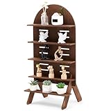 Blulu 5段木製ディスプレイシェルフスタンド 高さ31.5 x 16インチ 取り外し可能なディスプレイライザースタンド キャンドル装飾アイテム用に調節可能、丸みを帯びたエッジの軽量木製シェルフ()