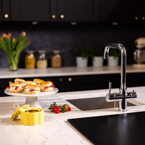 Flode Vier 4 in 1 Boiling Water Tap Full Kit - Tank & Filter | Instant Boiling, Filtered Cold, Mains Hot & Cold | Full Kit with 2.4L Boiler Unit & Filter | Instant Hot 4 in 1 tap (Polished Chrome)