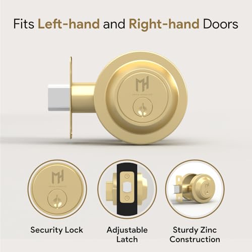 Mega Handles Ronn Entrance Deadbolt - Deadbolt for Entry Lever Door Handle - Heavy Duty Round Lock for Left or Right-Handed Doors - Interior/Exterior Door Lever Deadbolts - Satin Brass by Mega Handles - Image 5