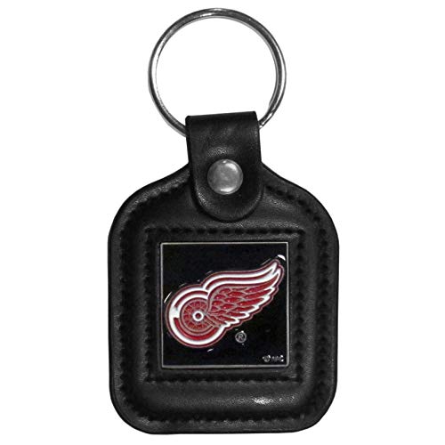 NHL Siskiyou Sports Fan Shop Detroit Red Wings Square Leather Key Chain One Size Black