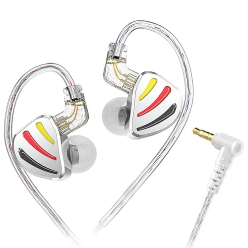 KZ EDX PRO�A1DD����IEM�C���z���w�b�h�z���A�L��KZ�C���C���[���j�^�[�A�V�J��10mm�_�C�i�~�b�N�h���C�o�[����HiFi�d�ቹ�T�E���h�A�Q�[���A�r�f�I�A���y�A����������O���\�P�[�u�� f0623(White No Mic)