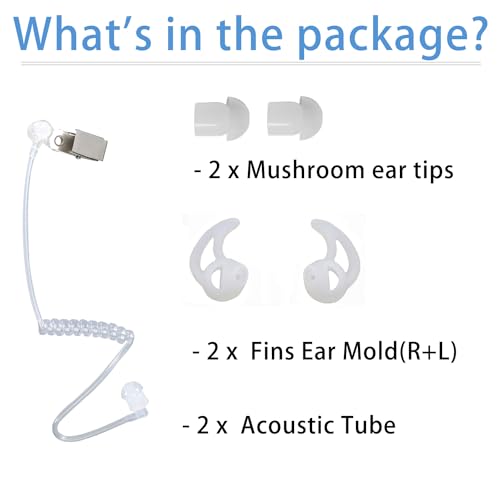 2-Pack Acoustic Coil Tube & Ear Mold Kit for Radio Earpiece - Compatible with Kenwood/Baofeng Headsets, Secure Fit Earpiece Accessory, Clear