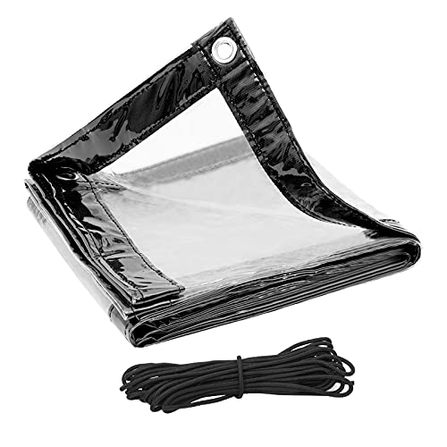 WOLTU Plane PVC transparente Plane 380g/m² 2x1m, Abdeckplane mit Ösen und Seil, wasserdichte Plane Windschutz Regenschutz für Terrasse Pavillon Gewächshaus