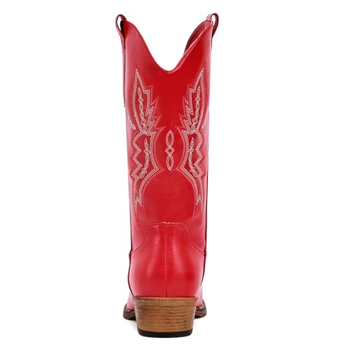 Image of IUV Cowboy Boots for Women Mid Calf Pull-On Cowgirl Boots