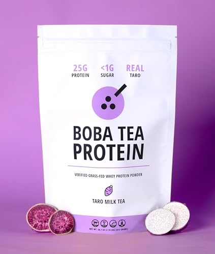 Taro Milk Tea | 25g Grass-Fed Whey Protein Isolate Powder | Gluten-Free & Soy-Free Bubble Tea Protein Drink | Real Ingredients & Lactose-Free Protein Drink | 19 Servings - Thumbnail 6