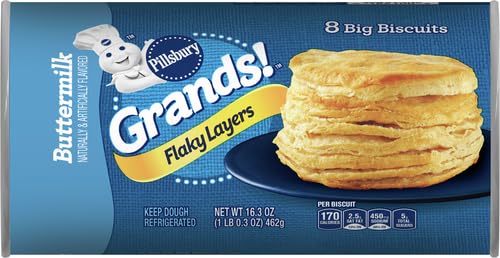 Pillsbury Grands! Flaky Layers, Refrigerated Buttermilk Biscuit Dough, 8 Ct, 16.3 oz